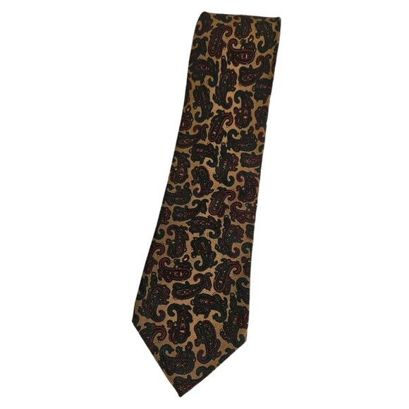 GUCCI Men's 100% Silk Necktie LUXURY Tie Beige Paisley W:2.7" EUC